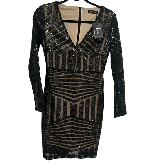 Miss Ord Women's Long Sleeve Sequin Bodycon Dress - Picture 2 of 4
